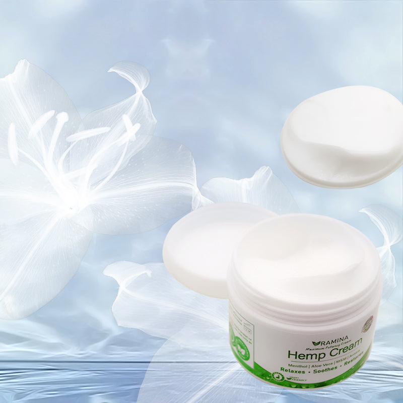 Ramina Natural Hemp Cream - Infused with Menthol, MSM & Arnica - Cooling Cream for Muscles, Joints, Back, Knee, Nerves - 4 FL OZ
