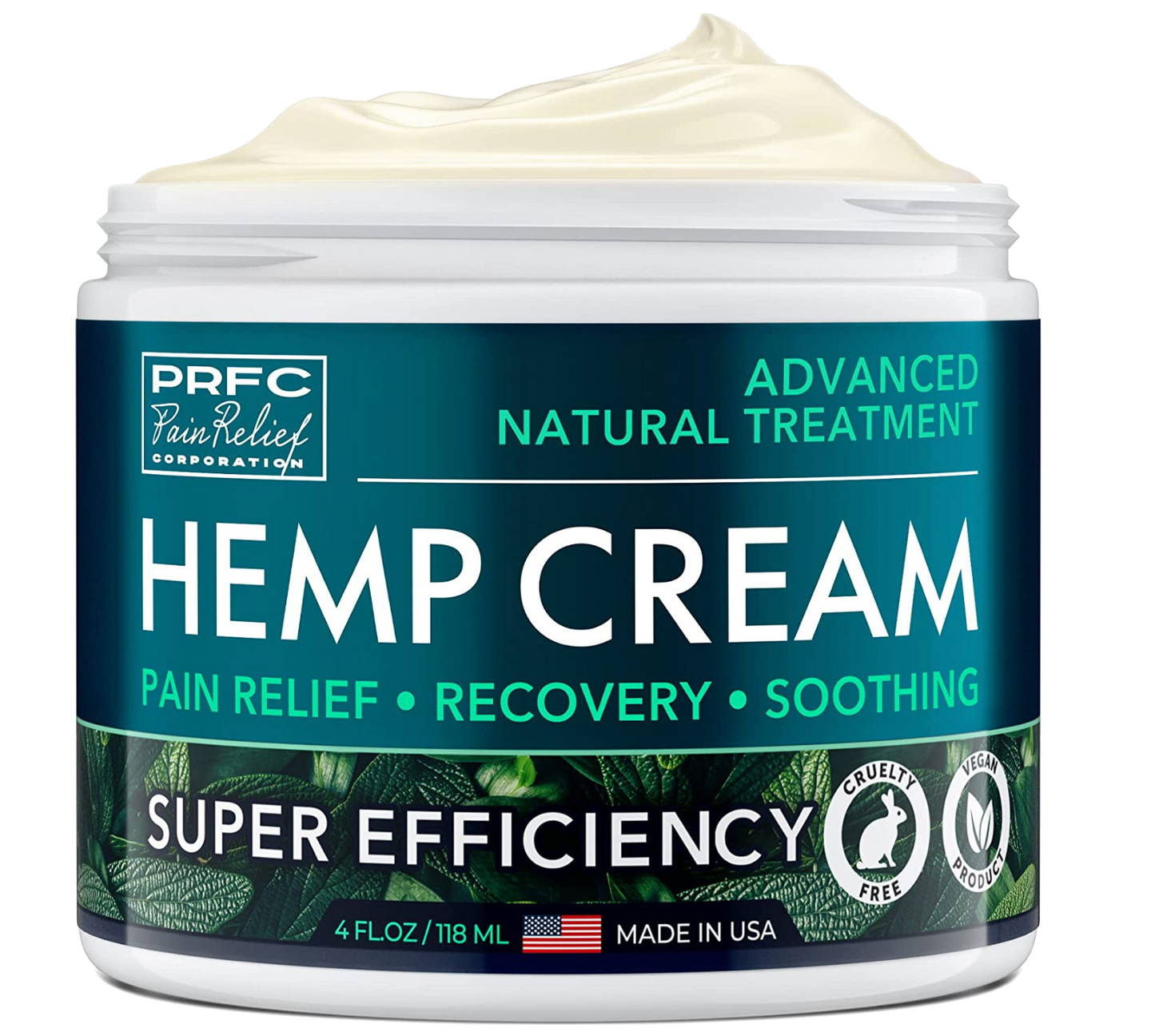 PRFC Instant Hemp Cream for Nerve - Natural Hemp Extract Cream with Arnica & Menthol - Cooling Cream for Discomfort in Knees, Joints and Lower Back - Extra Strength Cream for Instant Results - 4 oz