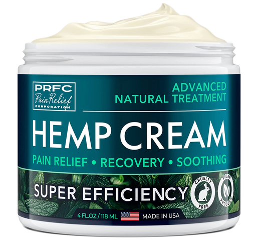 PRFC Instant Hemp Cream for Nerve - Natural Hemp Extract Cream with Arnica & Menthol - Cooling Cream for Discomfort in Knees, Joints and Lower Back - Extra Strength Cream for Instant Results - 4 oz