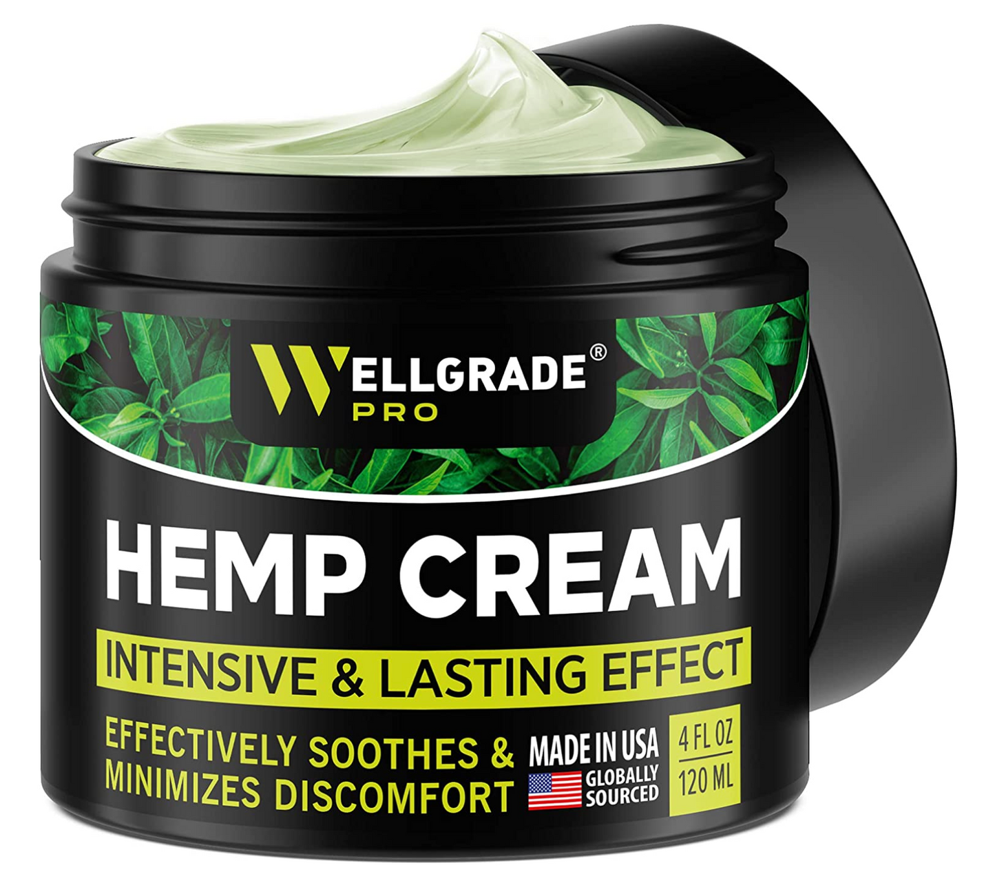 WELLGRADE PRO Hemp Cream - Natural Hemp Extract Cream - Cooling Cream for Discomfort in Knees, Joints and Lower Back - Hemp Oil Extract Cream with Arnica, MSM & Menthol, 4 Fl Oz